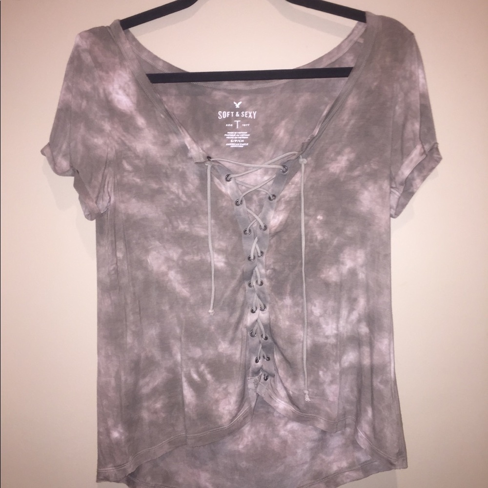 American Eagle outfitters short sleeve lace up top